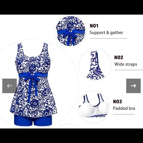 Wantdo One Piece Floral Bathing Suit Top Sz 16 padded bra NWT - Picture 8 of 10